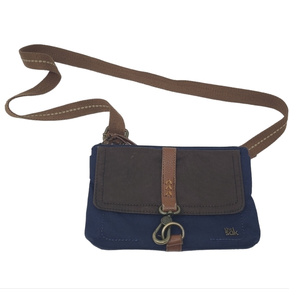 The Sak | Navy Blue Canvas and Brown Leather Cross-body Bag (One Size)
